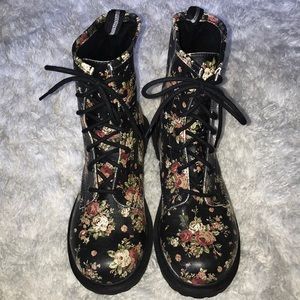 Floral combat boots